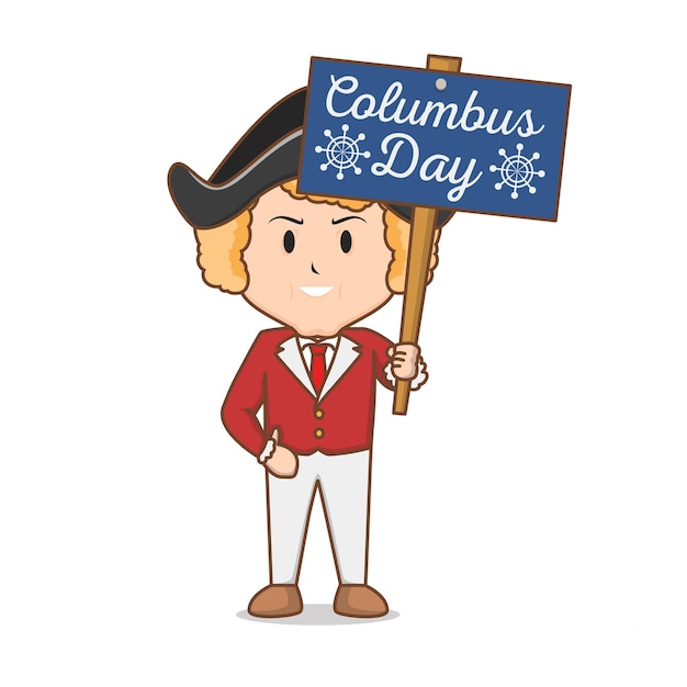 cute cartoon columbus vector holding columbus day greeting banner