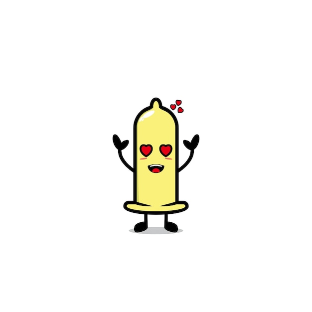 Cute cartoon condom character vector funny latex