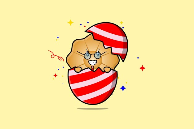 Cute cartoon cookies character coming out from easter look so happy illustration