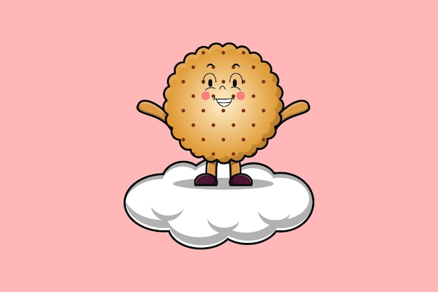 Cute cartoon Cookies character standing in cloud