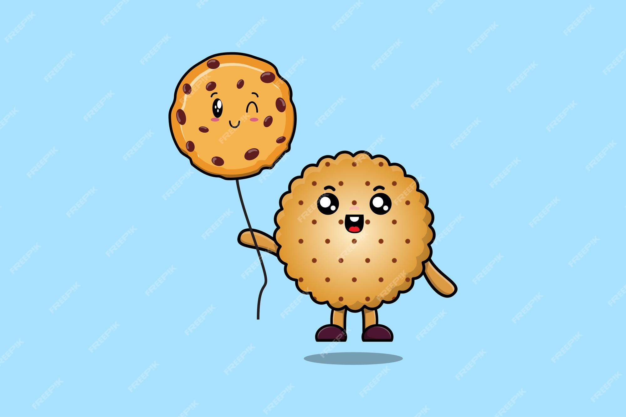 Premium Vector | Cute cartoon cookies float with biscuits balloon Premium Vector | Cute cartoon cookies float with biscuits balloon
