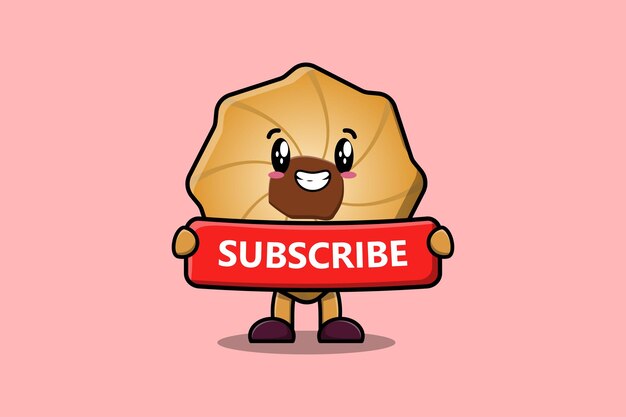 Cute cartoon Cookies holding red subscribe board