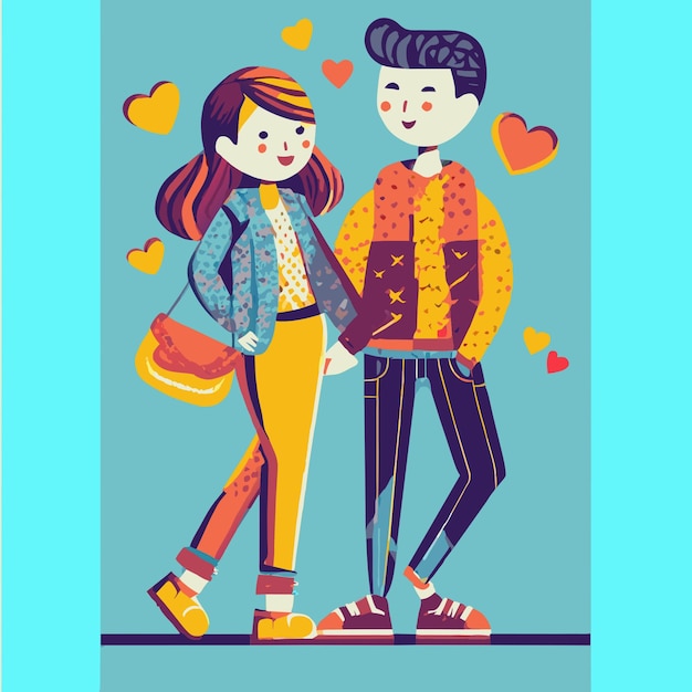 Cute Cartoon Couple Valentines Day Vibes