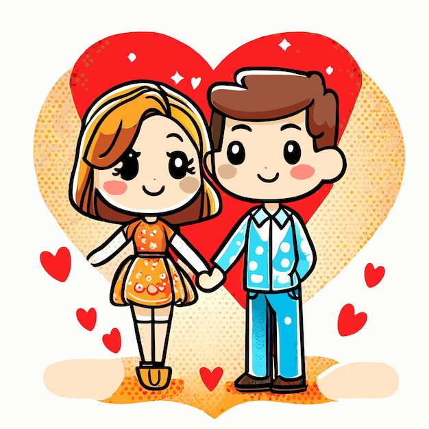 Cute Cartoon Couple Valentines Day Vibes