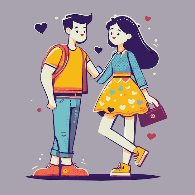 Cute Cartoon Couple Valentines Day Vibes