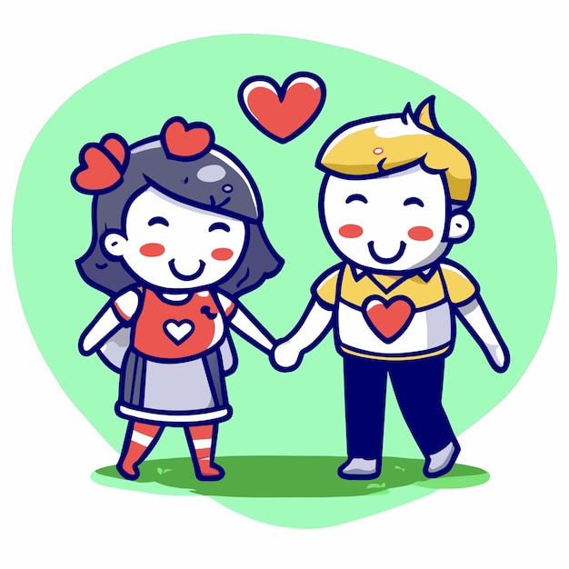 Cute Cartoon Couple Valentines Day Vibes