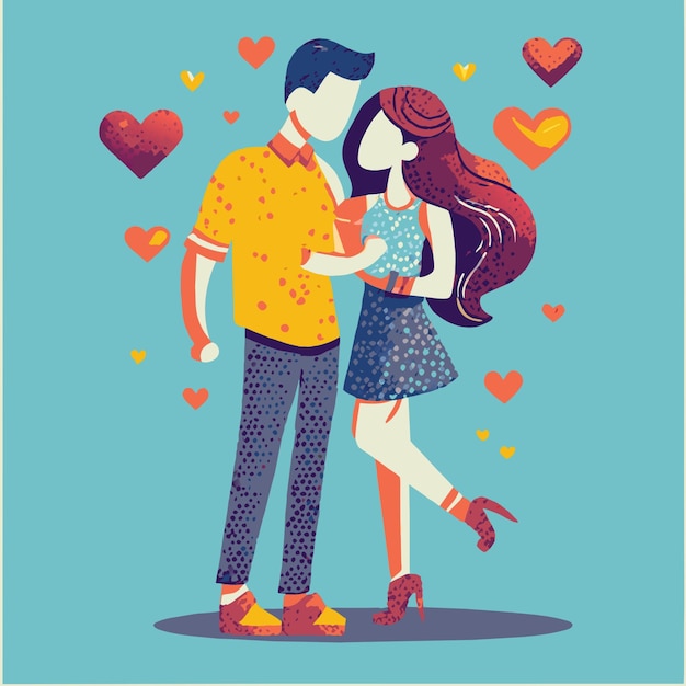 Vector cute cartoon couple valentines day vibes