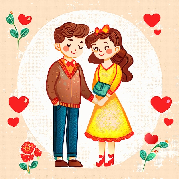 Cute cartoon couple valentines day vibes