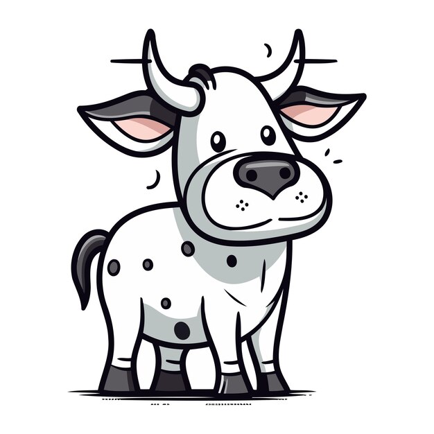 Cute cartoon cow isolated on a white background Vector illustration