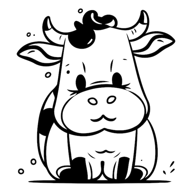 Cute cartoon cow isolated on a white background Vector illustration