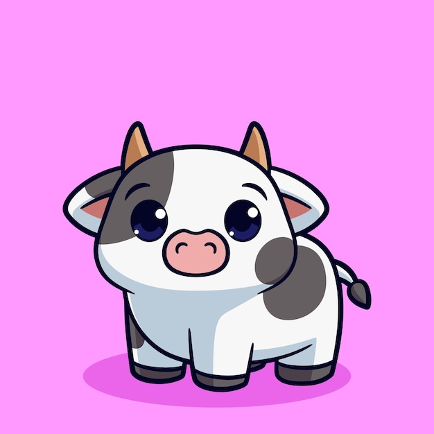 cute cartoon cow standing front view happy