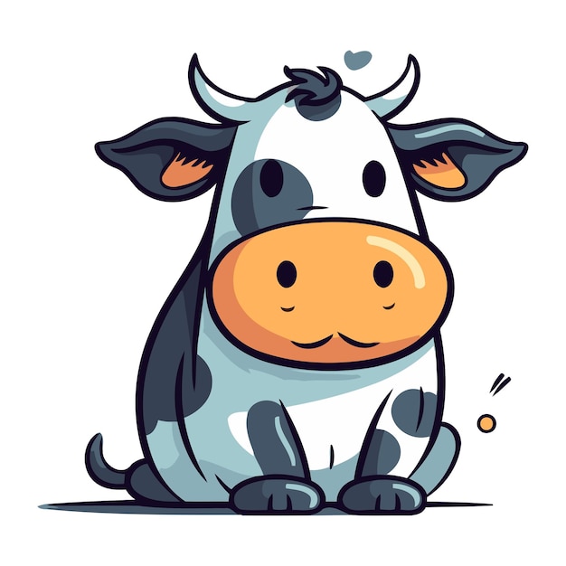 Vector cute cartoon cow vector illustration isolated on a white background