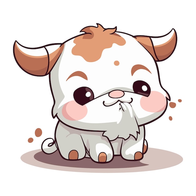 Cute cartoon cow Vector illustration isolated on a white background