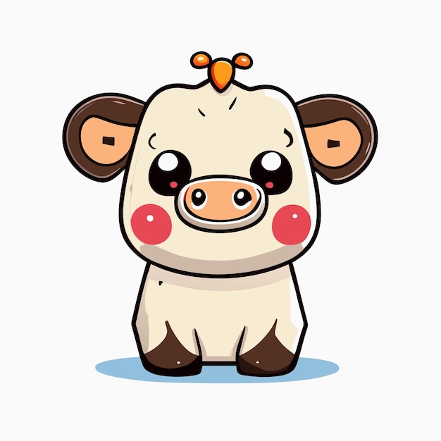 Cute Cartoon a Cow on white background