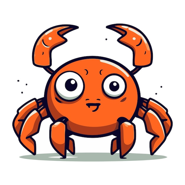 Cute cartoon crab character Vector illustration of a sea animal