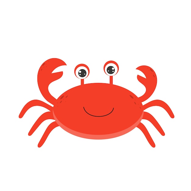 Vector cute cartoon crab in flat style vector illustration cartoon style