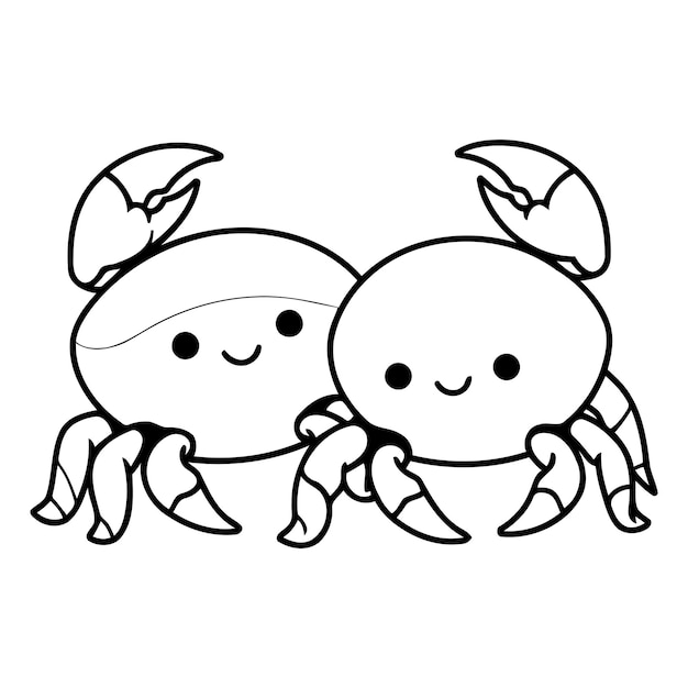 Vector cute cartoon crab isolated on white background cartoon style