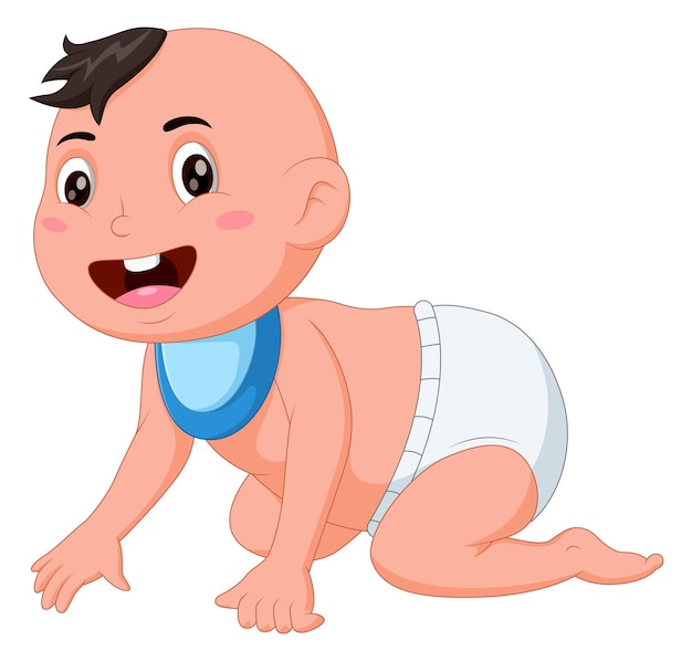 Cute cartoon crawling baby Vector illustration