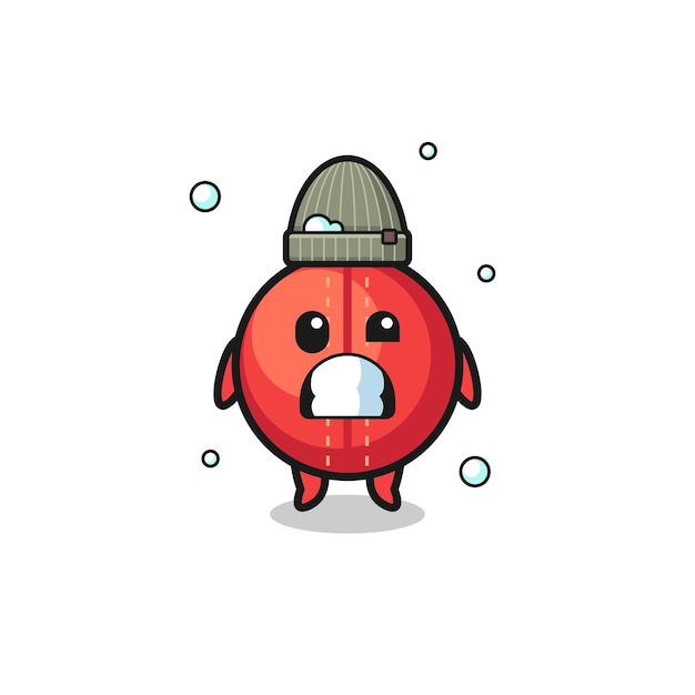 Cute cartoon cricket ball with shivering expression , cute design