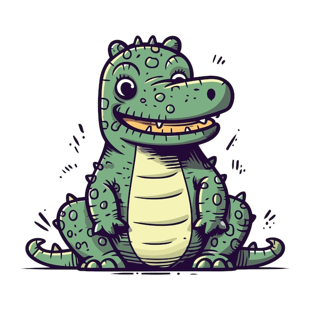 Cute cartoon crocodile Vector illustration isolated on white background