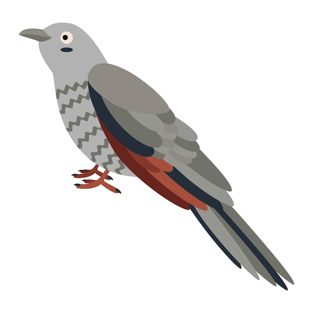 Cute cartoon cuckoo bird Flat vector illustration