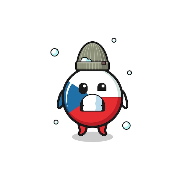 Cute cartoon czech flag with shivering expression  cute design