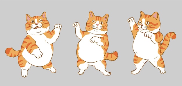 ベクトル かわいい漫画のオレンジ色の猫を踊る