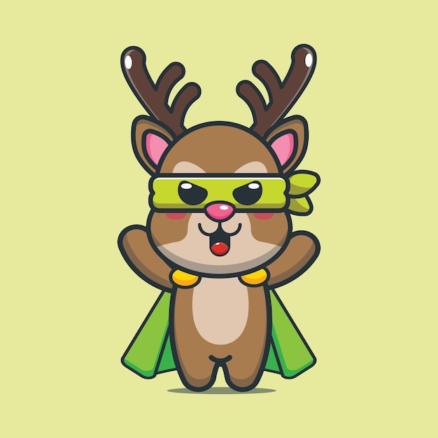 Vector cute cartoon deer super hero