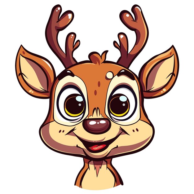 Cute cartoon deer with big eyes Vector illustration isolated on white background