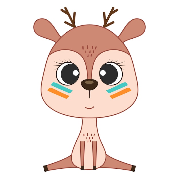 Cute cartoon deer. Woodland animals. Vector stock illustration.