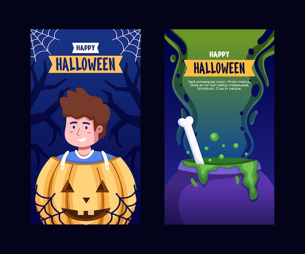 Cute cartoon design for Halloween social media story