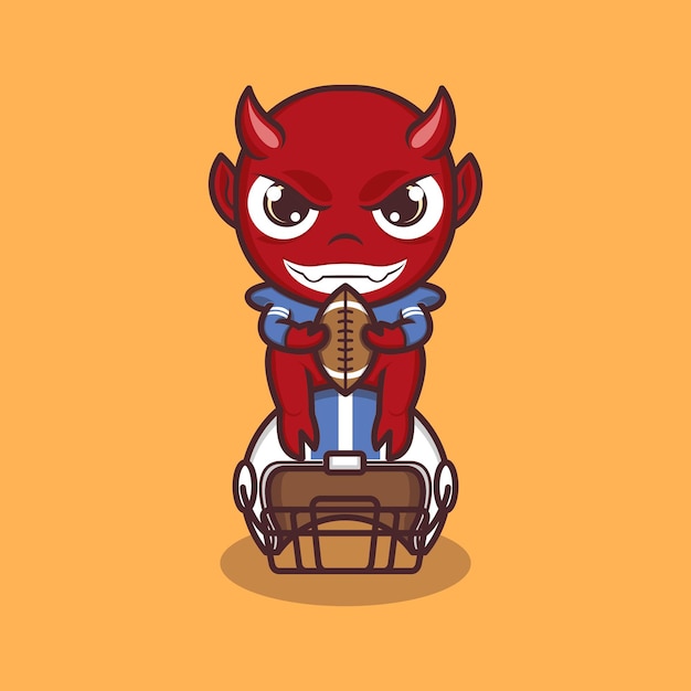 cute cartoon devil playing football