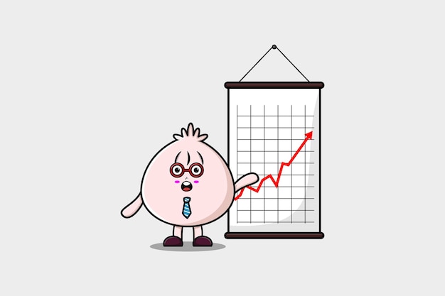 cute cartoon dim sum businessman present information in flat modern style design