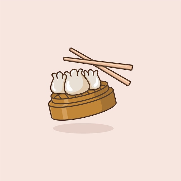 cute cartoon dimsum food illustration