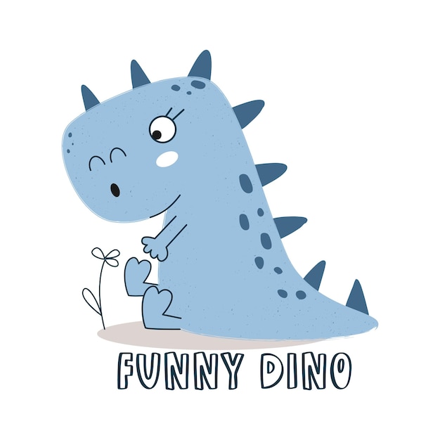 Vector cute cartoon dinosaur. dino world. vector stock illustration.