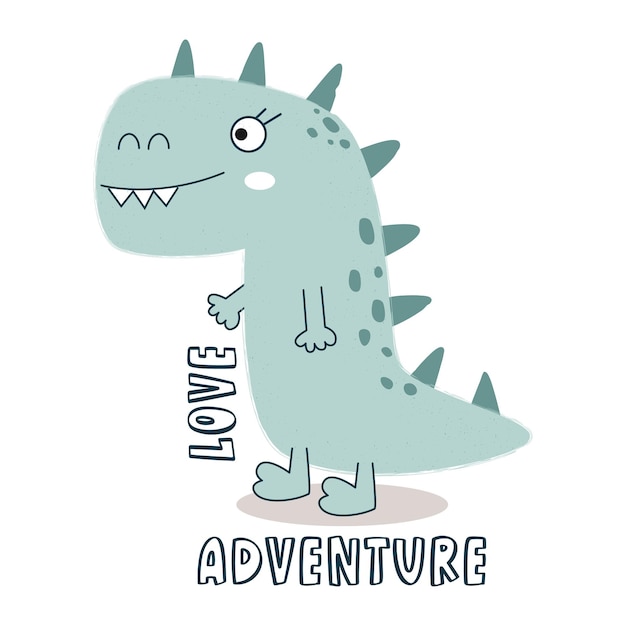 Vector cute cartoon dinosaur. dino world. vector stock illustration.