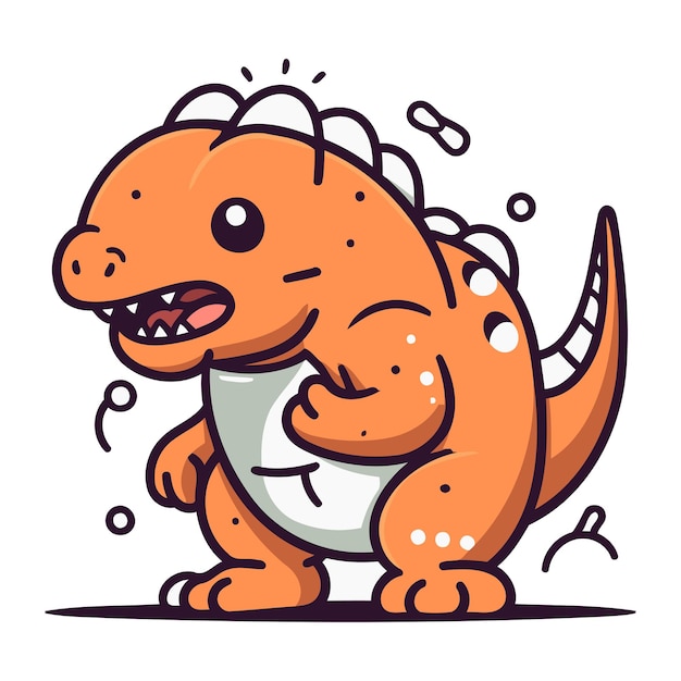 Вектор Милый мультфильм-динозавр векторная иллюстрация смешного маленького динозавра