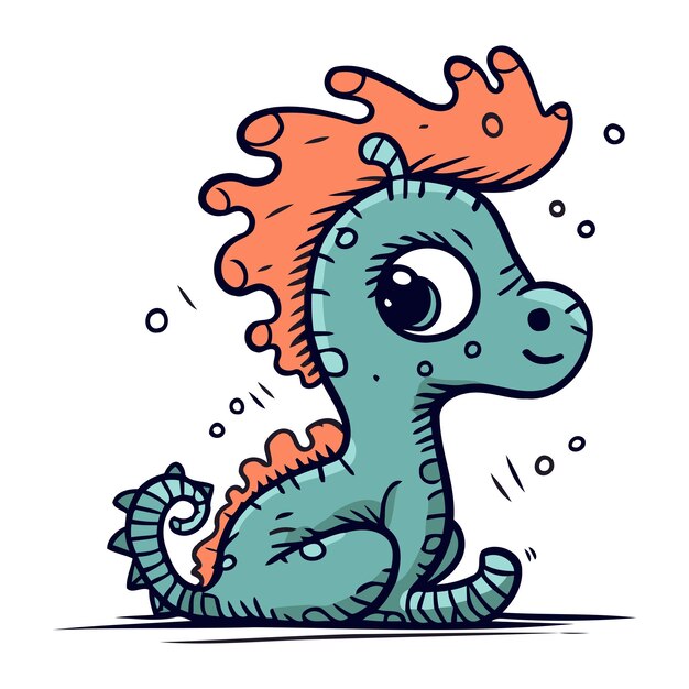Вектор Милый мультфильм динозавр векторная иллюстрация смешного морского животного