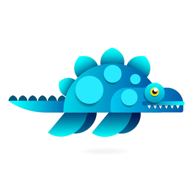 Cute cartoon dinosaur on white background