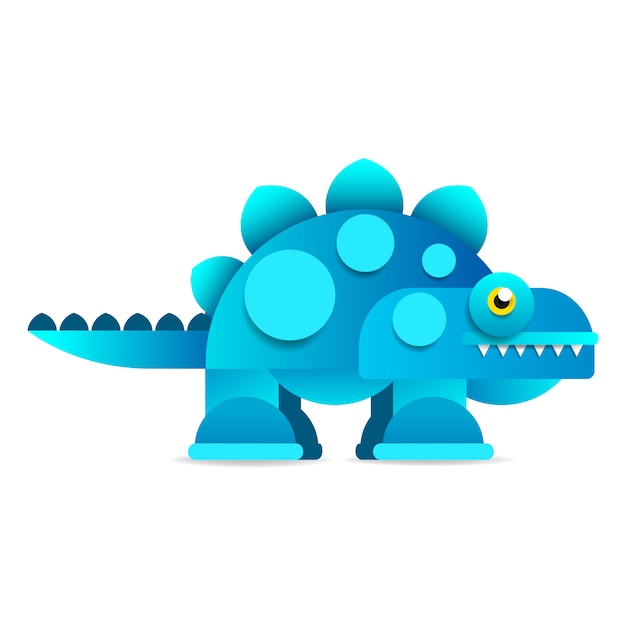 Cute cartoon dinosaur on white background