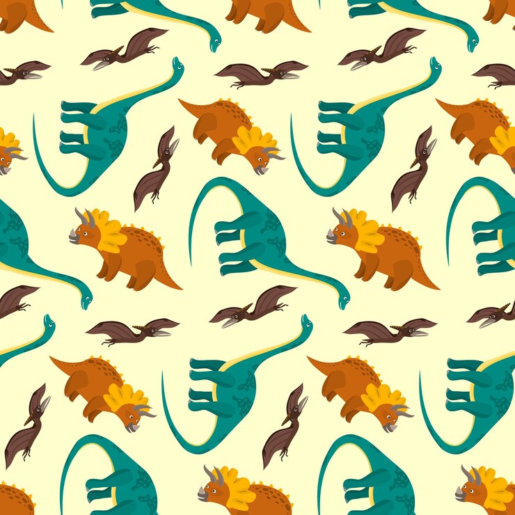 Vector cute cartoon dinosaurs pattern for kids textile