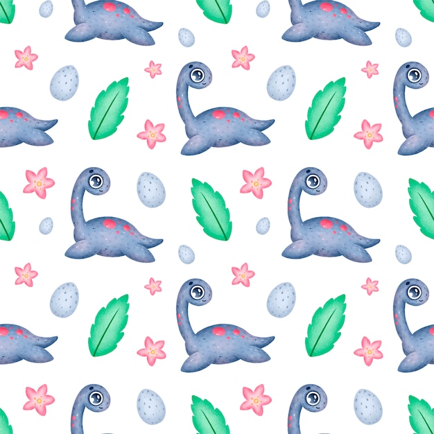 Cute cartoon dinosaurs seamless pattern