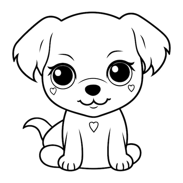 Cute cartoon dog Black and white vector illustration for coloring book