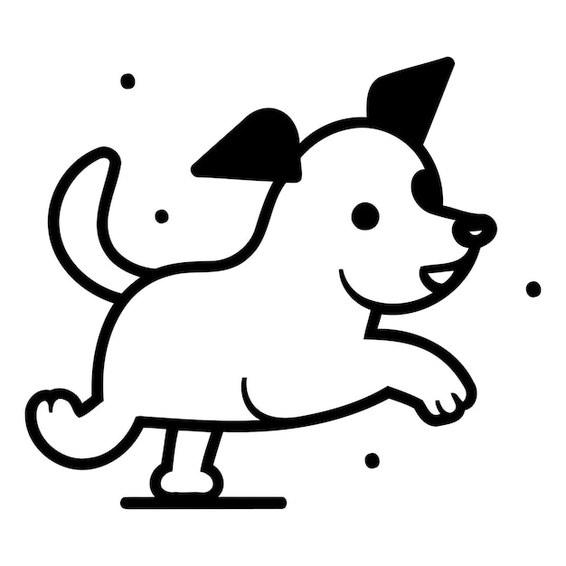 Cute cartoon dog running vector illustration in trendy flat style