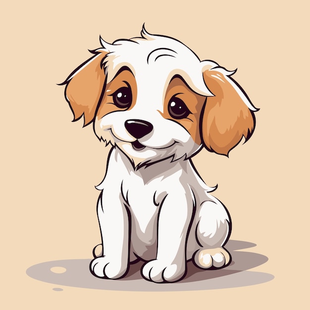 Cute cartoon dog sitting and looking up Vector illustration for your design