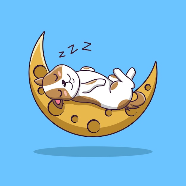 moonvector漫画illustrationcartoonクリップアートで眠っているかわいい漫画の犬