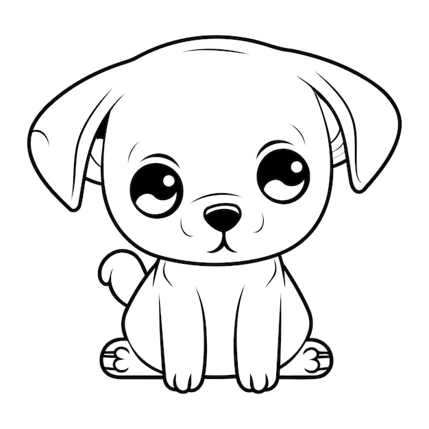 Vector cute cartoon dog vector illustration coloring book for children