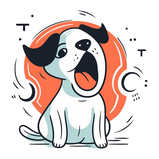 Cute cartoon dog vector illustration in doodle style