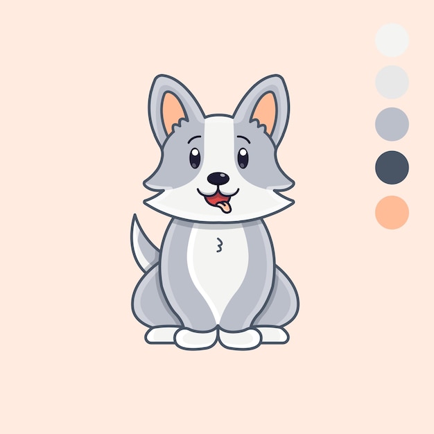 Cute cartoon dog with tongue hanging out isolated vector illustration