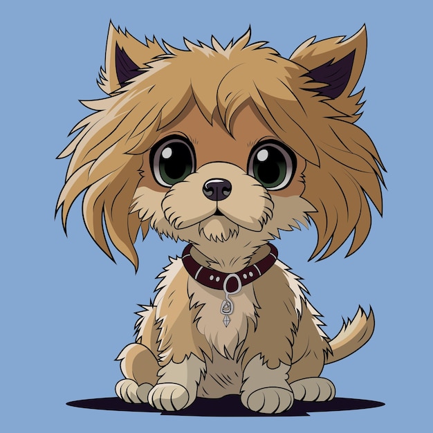 Cute cartoon Dog Yorkshire Terrier with background vector illustration